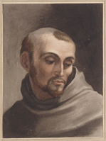 J 035
<br/>
Heilige Franciscus van Assisi, kop en schouders
<br/>
<em>Anoniem NL (18de - 19de eeuw)</em>